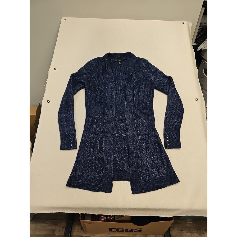 Vintage White House Black Market Wool Blend Open Cardigan Blue Size S Lagenlook